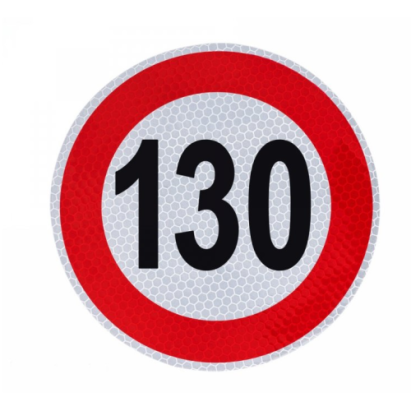 Autocolant reflectorizant limită viteză 130 km/h, diametru 150 mm