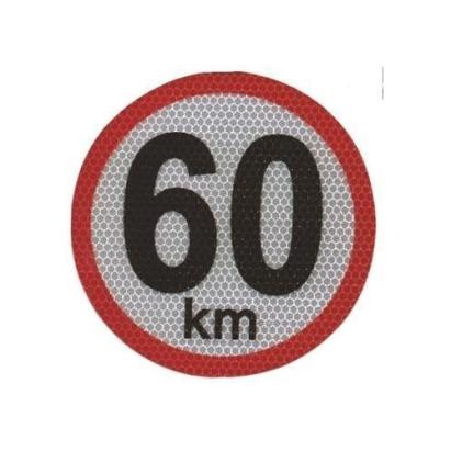 Autocolant reflectorizant limită viteză 60 km, diametru 150 mm