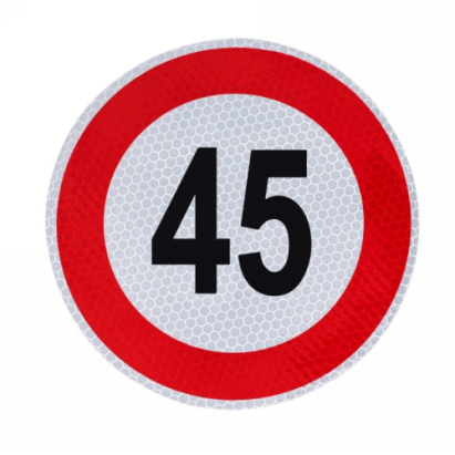 Autocolant reflectorizant limită viteză 45 km/h, diametru 150 mm