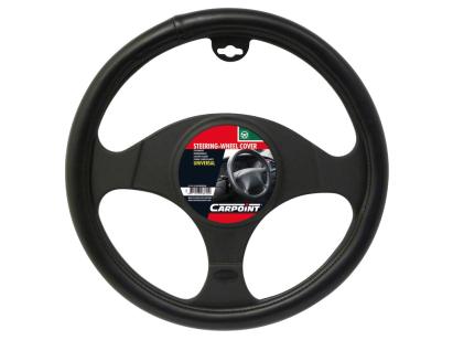 Husă volan Carpoint Leather Look neagră, cauciucată, 37-39 cm