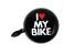 Claxon bicicletă I Love My Bike negru 60 mm, sonerie metalică
