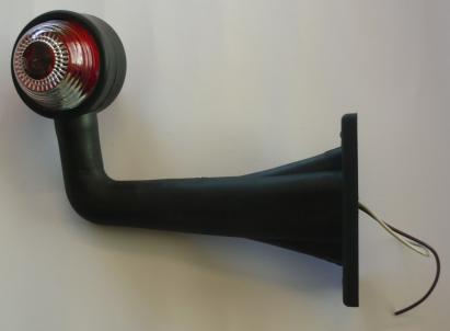 Lampa gabarit auto 12V cu cot 90°, rosu/alb, 21 cm, omologata