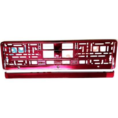 Suport număr înmatriculare auto roz, aspect cromat, montaj rapid