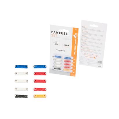 Set 10 sigurante auto cilindrice Automax 5-25A pentru Dacia si autoturisme