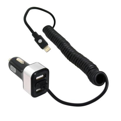 Incarcator auto Carpoint 5.8A cu 2 USB si cablu hibrid MicroUSB/8 pin
