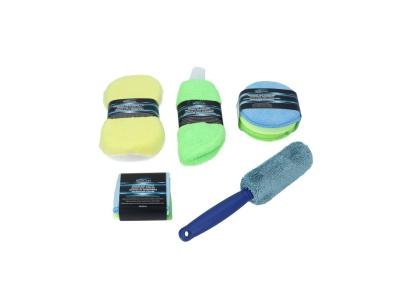 Kit curatare auto din microfibra 9 piese cu lavete, perie, manusa si burete