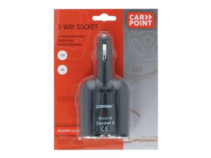 Priză auto dublă Carpoint 12V 5A cu LED pentru 2 dispozitive
