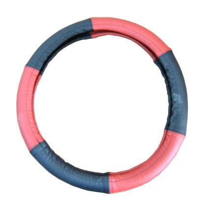 Husă volan din piele negru-roșu, universală, pentru diametru 35-37 cm