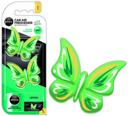 Odorizant auto fluture Lemon pentru oglinda, bord sau casa AROMA