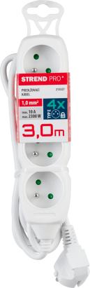 Kábel DG-F804B L-3 m, predlžovací, biely, 4x zásuvka, new edition