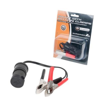 Priza bricheta auto Automax 12/24V cu clesti pentru baterie, max. 10A