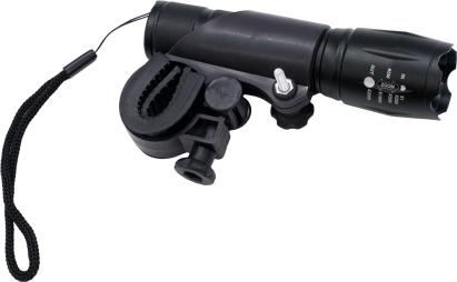 Lanternă LED din aluminiu cu zoom și suport pentru bicicletă FLOW FB-T6G