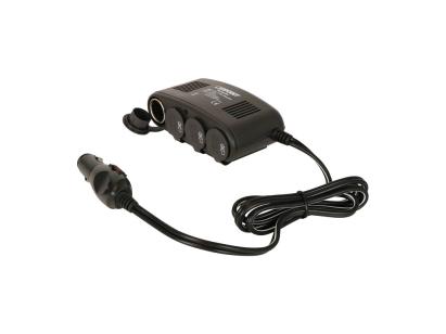 Priza auto multipla Carpoint cu 4 iesiri 12V, cablu 125 cm si max. 10A