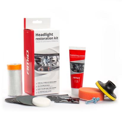 Kit polish pentru faruri AMIO cu protecție UV, restaurare 2 faruri