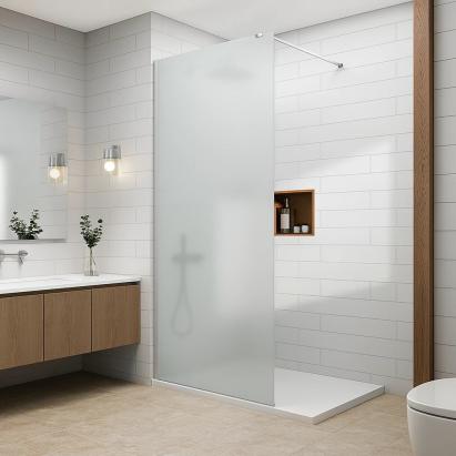 Paravan dus Walk-In 90x195 cm, sticla securizata 8 mm, satin, profil metalic rezistent