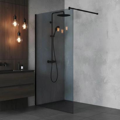 Paravan dus Walk-In 100x195 cm, sticla securizata 8 mm, gri, profil metalic rezistent