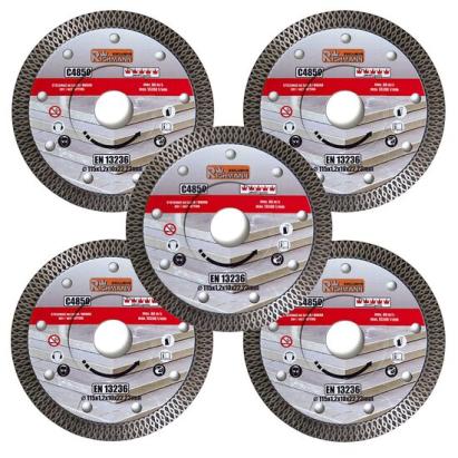 Set 5 discuri diamantate turbo subtire, placi ceramice, taiere umeda si uscata, 115 mm/22.23 mm, Richmann Exclusive GartenVIP DiyLine