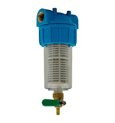 Filtru apă cu purjare FLOW din plastic, cu sită inox 1/2 pentru instalații