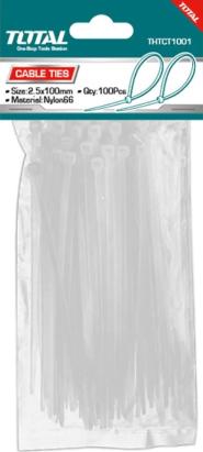 Coliere de plastic TOTAL 4.8x300 mm, nylon 66, set 100 buc