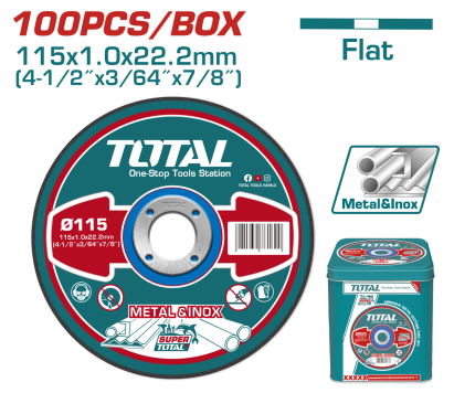 Set 100 discuri debitare metal si inox 115 mm, 1.0 mm, TOTAL