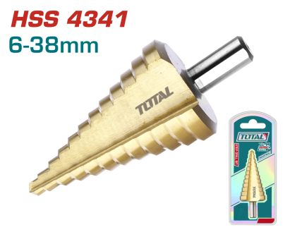 Burghiu in trepte TOTAL 6-38 mm, HSS 4341, finisaj titan