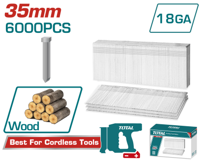 Cuie pentru lemn TOTAL 35 mm GA18, 6000 bucati, pentru pistol de cuie