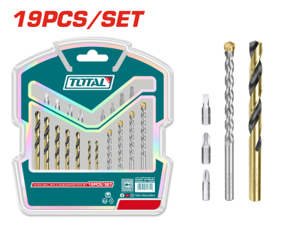 Set 19 burghie si biti TOTAL pentru metal, zidarie si insurubare
