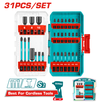 Set 31 accesorii pentru surubelnita cu impact TOTAL, biti S2