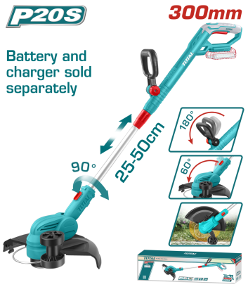 Trimmer pentru gazon TOTAL 20V, 300 mm, fara acumulator