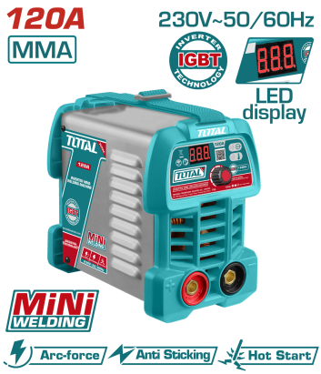 Aparat de sudură MMA 120A TOTAL, invertor IGBT, afișaj LED, 230V