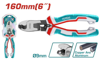 Clește pentru tăiat cabluri TOTAL 160 mm, pentru cupru și aluminiu