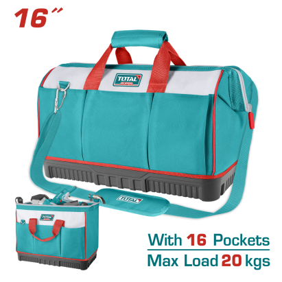 Geantă pentru scule TOTAL 16 inch, bază rigidă și 16 buzunare