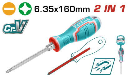 Șurubelniță 2 în 1 TOTAL SL6 + PH2, 6.35 x 160 mm, oțel Cr-V