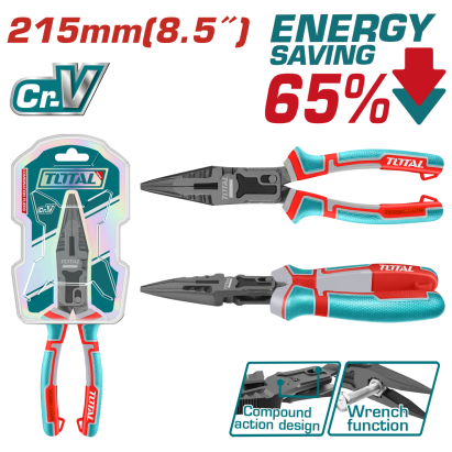 Cleste cu varf ascutit TOTAL 215 mm Cr-V, efect de parghie 65%