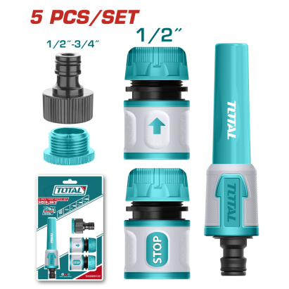 Set lance pentru udare TOTAL, 5 piese, conectare rapidă 1/2"-3/4"