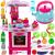 BUCATARIE PENTRU FETITE MALPLAY CU ELECTROCASNICE CEAINIC SI ACCESORII LUMINI SI SUNETE