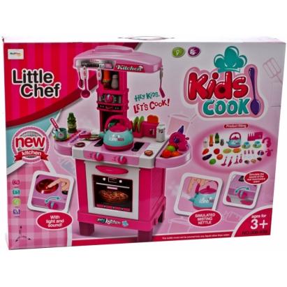 BUCATARIE PENTRU FETITE MALPLAY CU ELECTROCASNICE CEAINIC SI ACCESORII LUMINI SI SUNETE