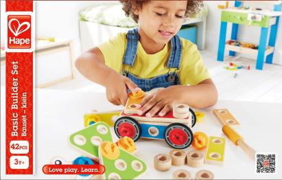 Set constructor din lemn pentru incepatori Hape, 42 piese, 3 ani+