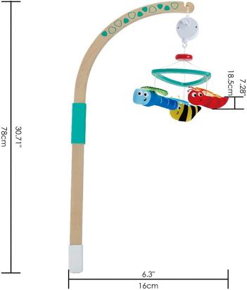 Carusel muzical pentru patut si masa de infasat Hape, din lemn