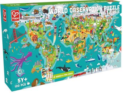 Puzzle educativ Hape Turul Lumii, 100 piese, copii 5+