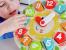 Ceas educativ din lemn Hape cu forme geometrice si cifre, 24,5 cm