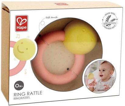 Zornăitoare inel Hape pentru bebeluși, material sigur pe bază de orez