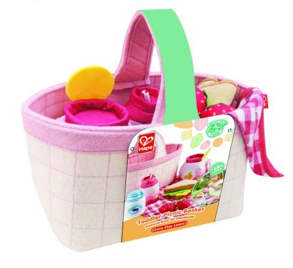 Coșuleț de picnic Hape cu accesorii textile moi pentru copii 18 luni+