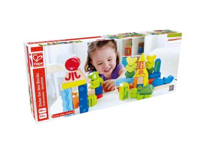Blocuri din lemn Hape Viața Marină, set creativ educativ 48 piese
