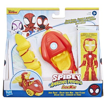 Set Spidey și Prietenii Extraordinari cu mașinuță, figurină și accesoriu Iron Man