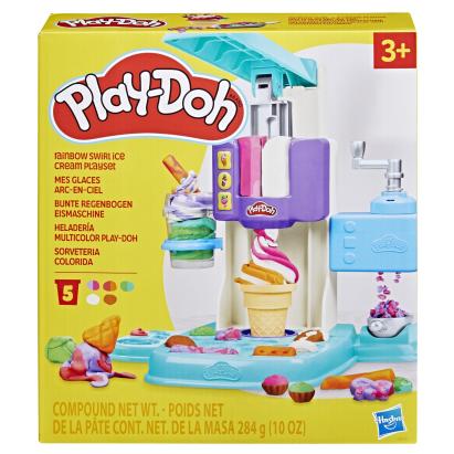 Set Play-Doh pentru inghetata curcubeu cu 5 rezerve de plastilina