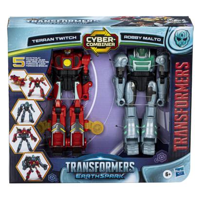 Set figurine Transformers EarthSpark Cyber-Combiner Terran Twitch si Robby Malto