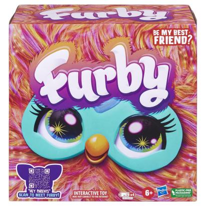 Jucarie interactiva Furby de plus multicolor, cu lumini si sunete, 6+