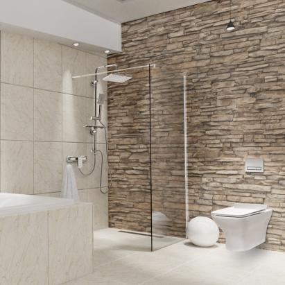 Paravan dus Walk-In 120x195 cm, sticla securizata 8 mm, transparenta, profil metalic rezistent