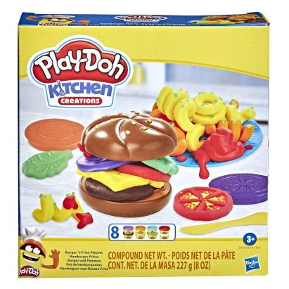 Set Play-Doh Kitchen Creations pentru gatit hamburger, 8 culori